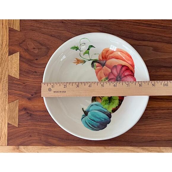 Ceramica Cuore Ivory Pasta Bowl Multicolored Pumpkins 9” Replacement Italy - Picture 7 of 8